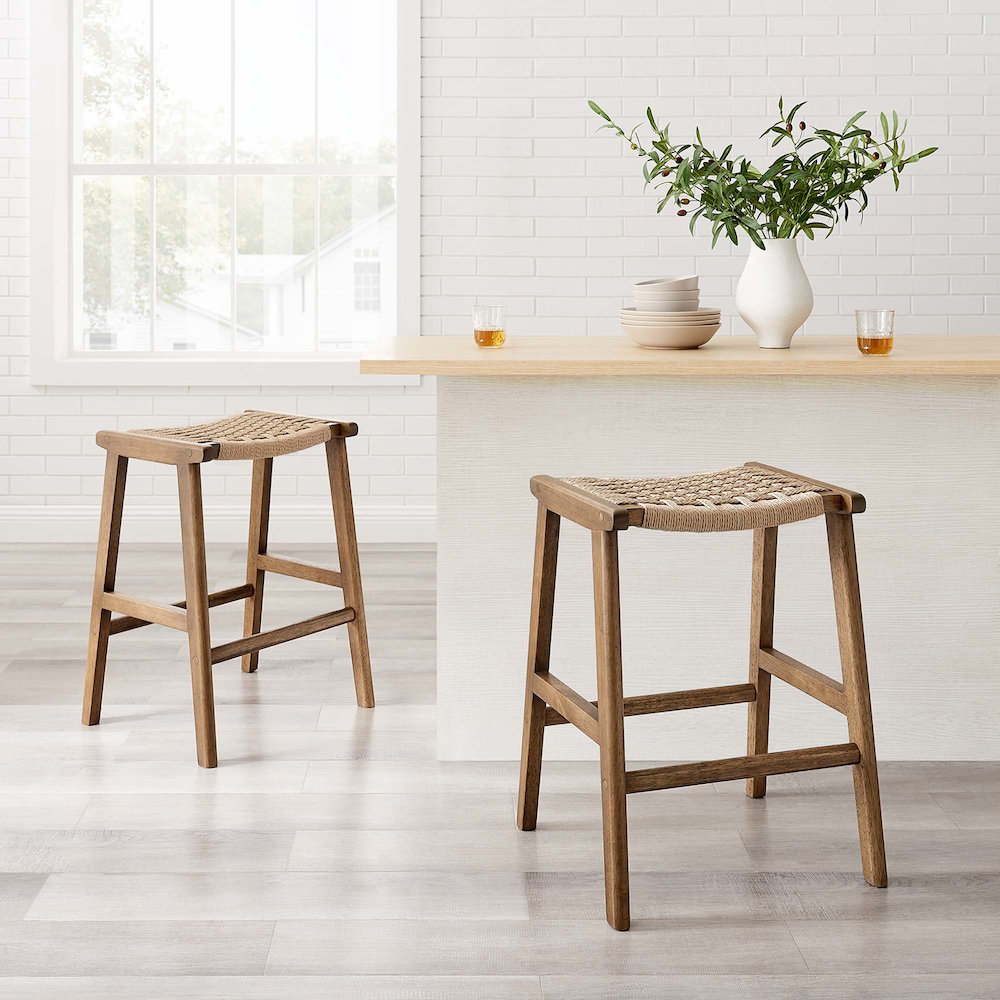Saoirse Woven Rope Wood Counter Stool Set of 2. Picture 9