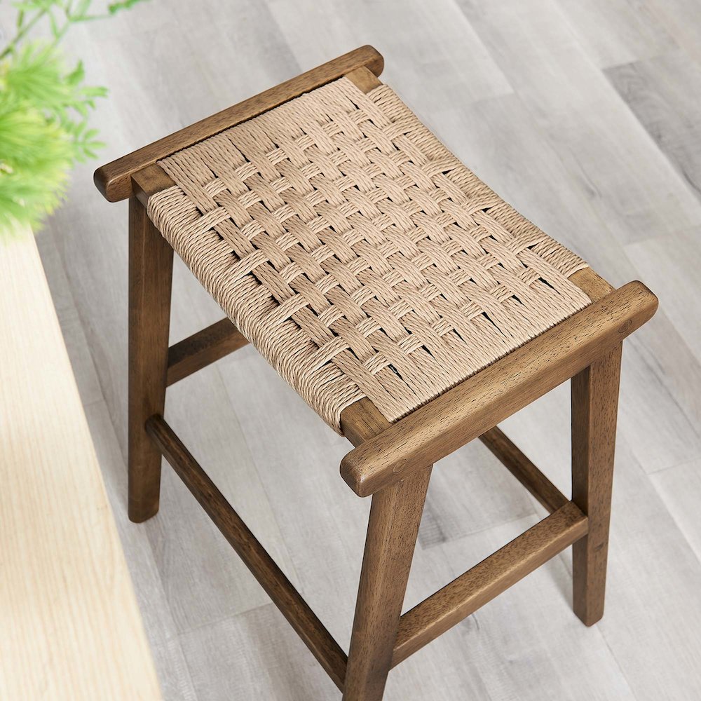 Saoirse Woven Rope Wood Counter Stool Set of 2. Picture 10