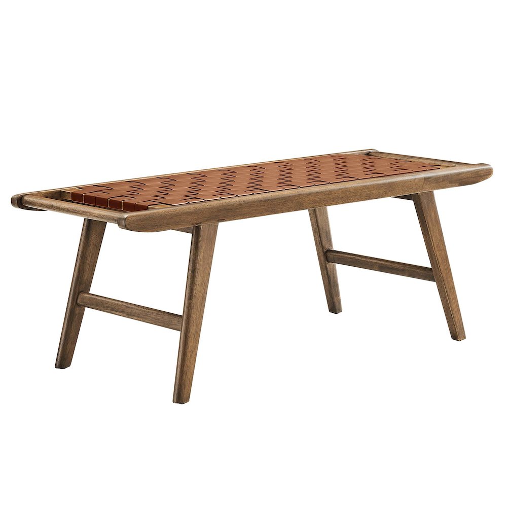 Saoirse 47" Faux Leather Wood Bench. Picture 1