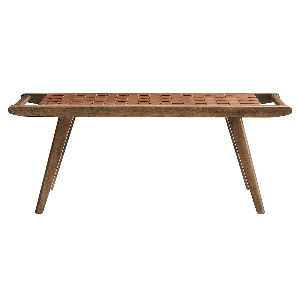 Saoirse 47" Faux Leather Wood Bench. Picture 5