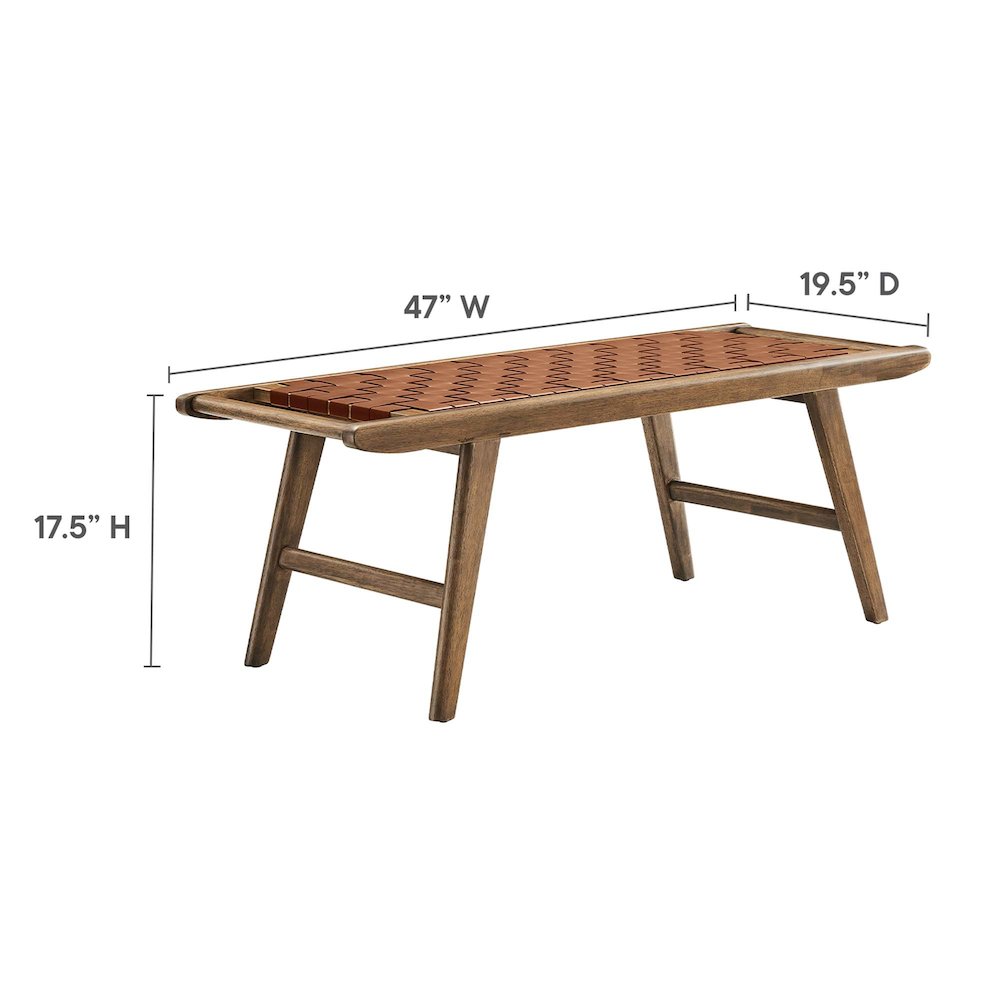Saoirse 47" Faux Leather Wood Bench. Picture 3
