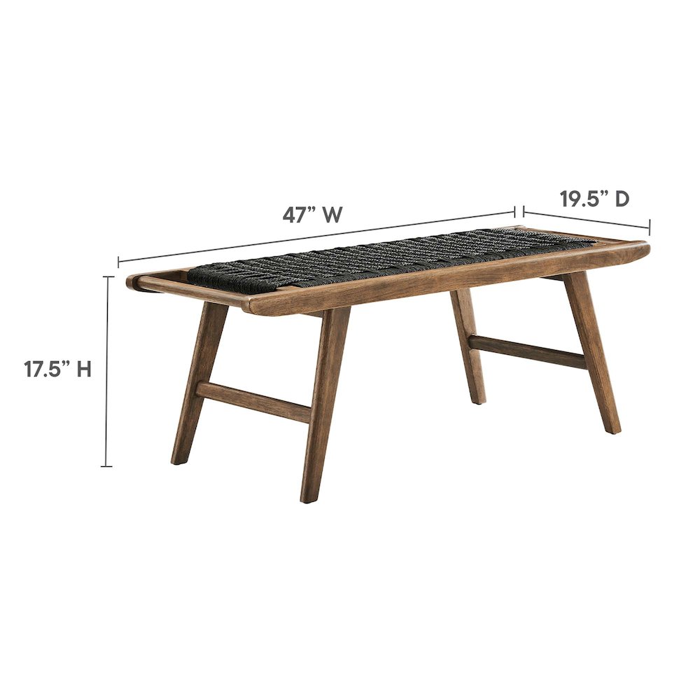 Saoirse 47" Wove Rope Wood Bench. Picture 3