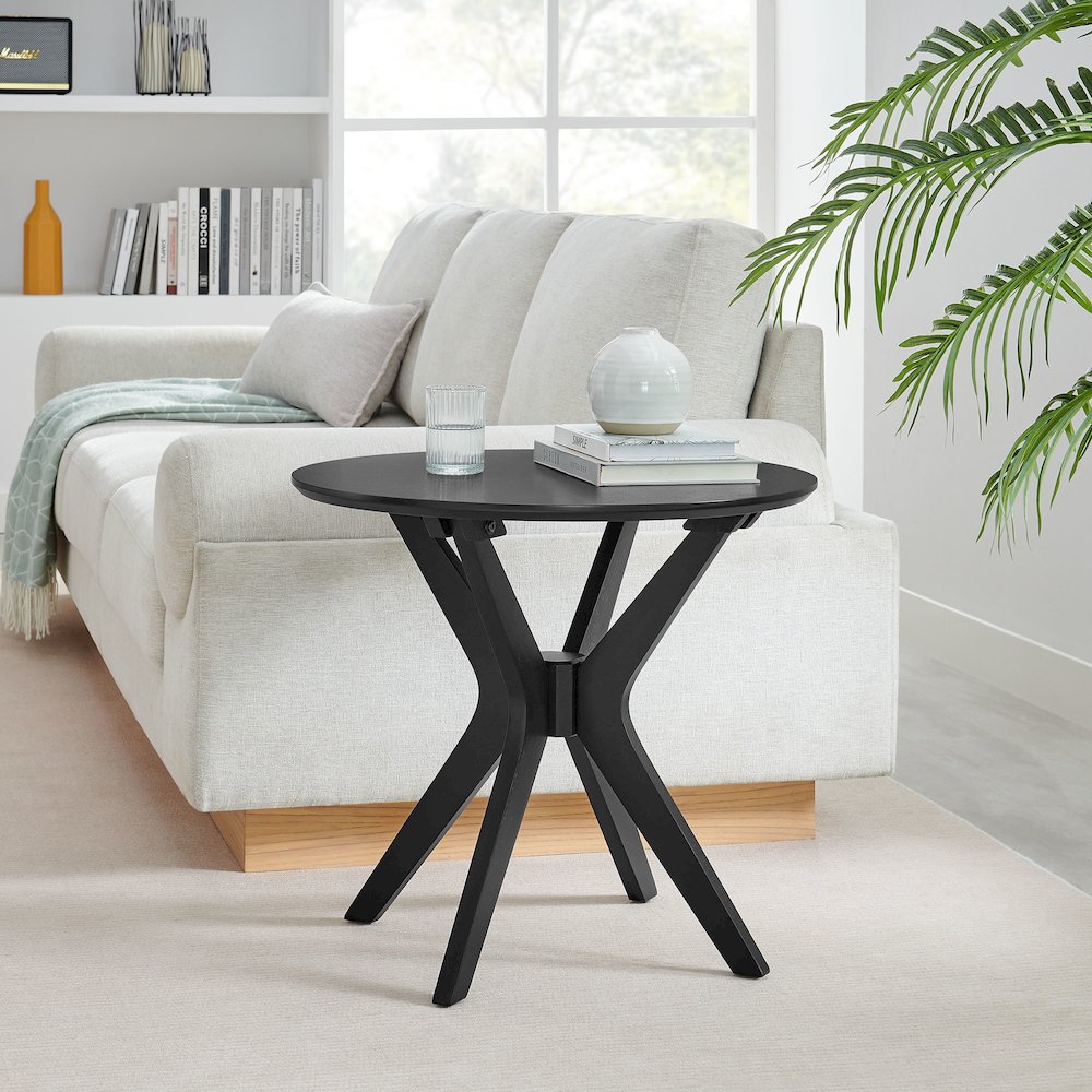 Crossroads 24” Round Wood Side Table. Picture 7