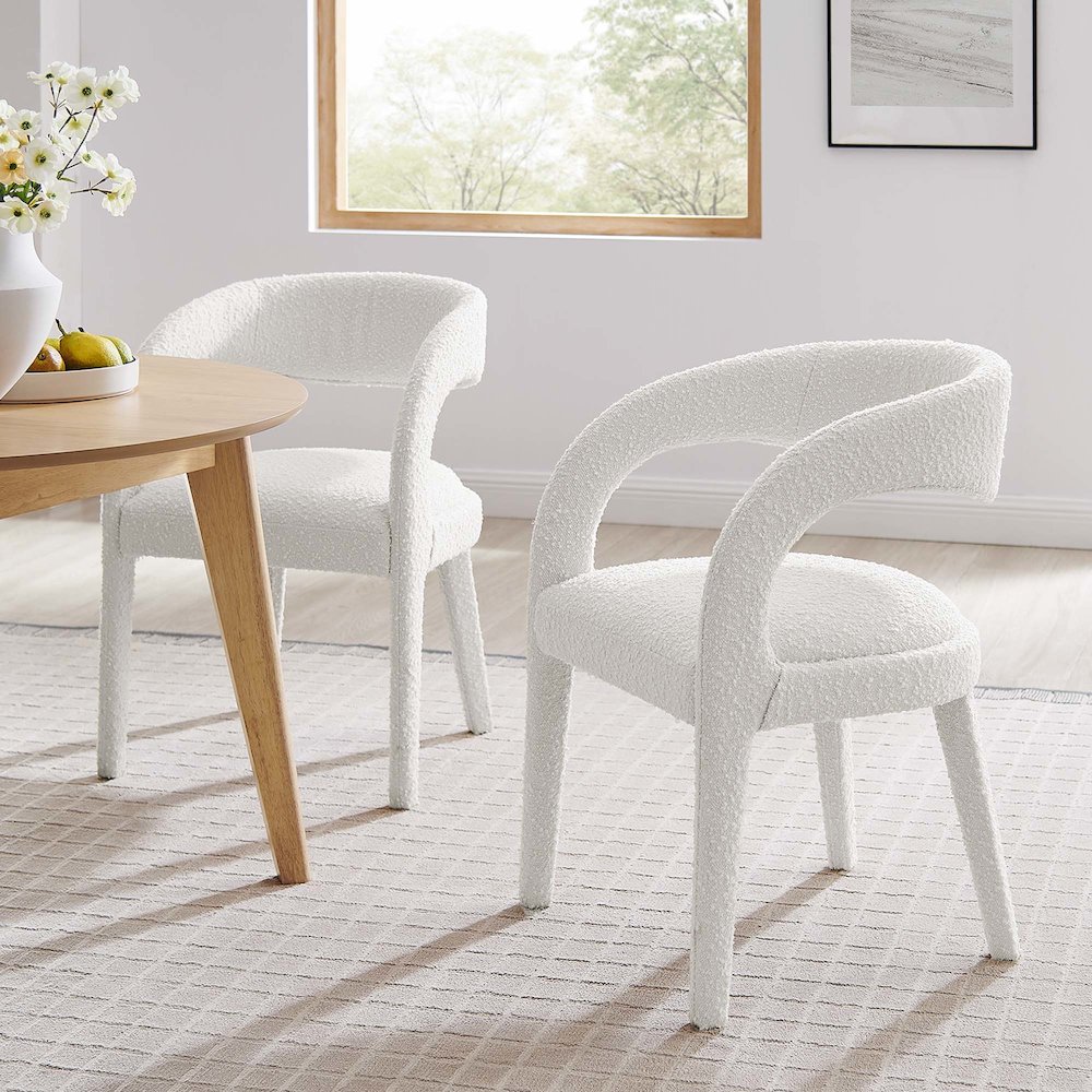 Pinnacle Boucle Upholstered Dining Chair Set of 2. Picture 9