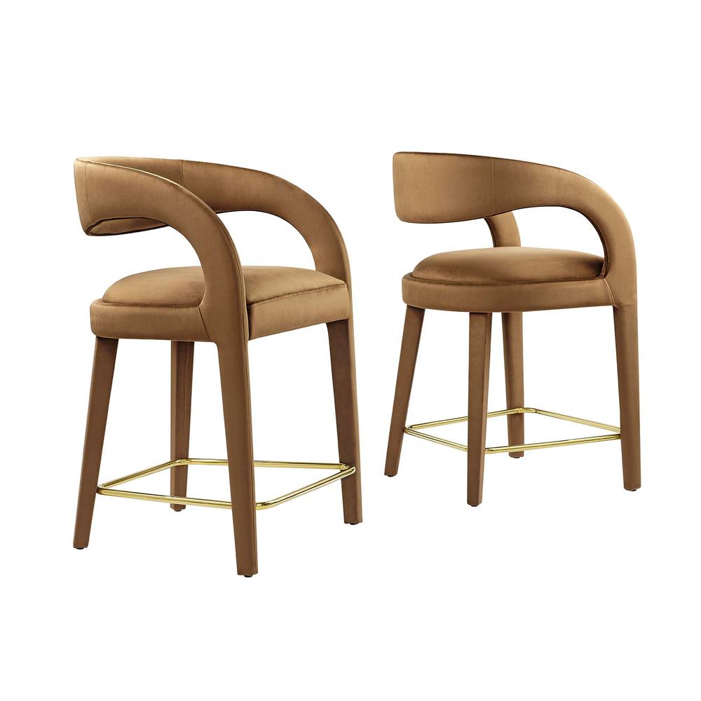 Pinnacle Performance Velvet Counter Stool Set of Two. Picture 1