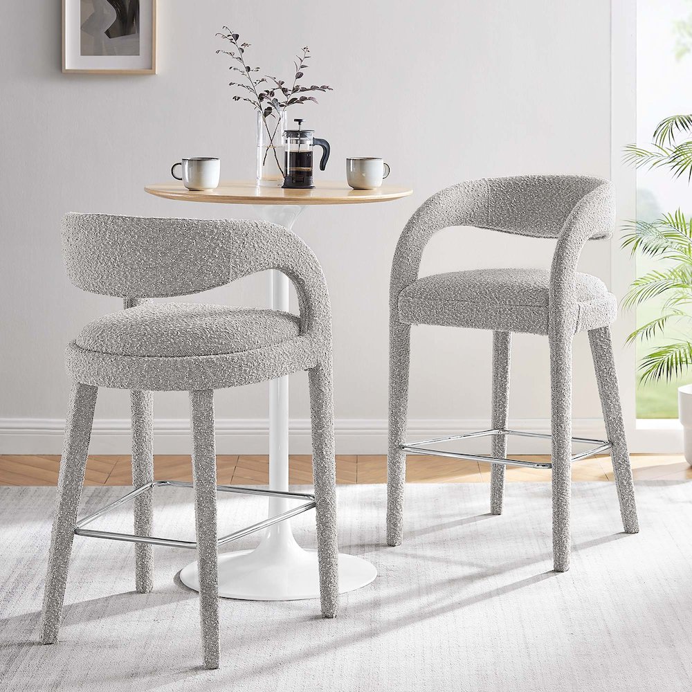 Pinnacle Boucle Upholstered Bar Stool Set of 2. Picture 9
