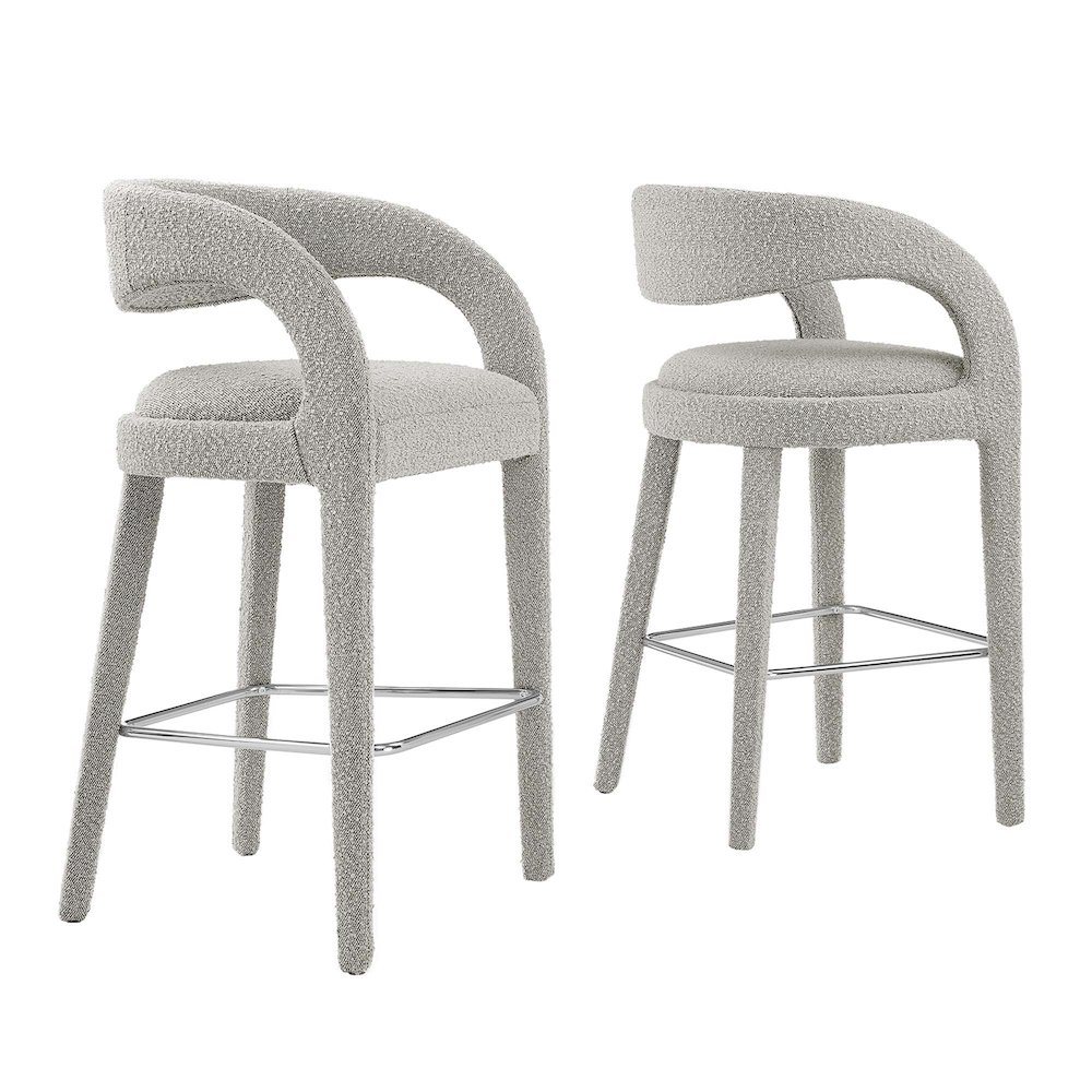 Pinnacle Boucle Upholstered Bar Stool Set of 2. Picture 1