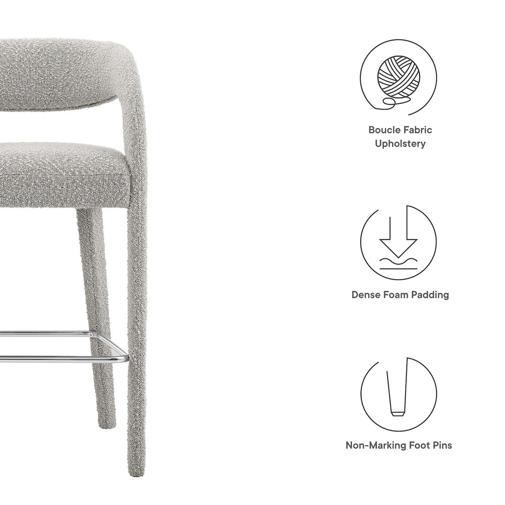 Pinnacle Boucle Upholstered Bar Stool Set of 2. Picture 2