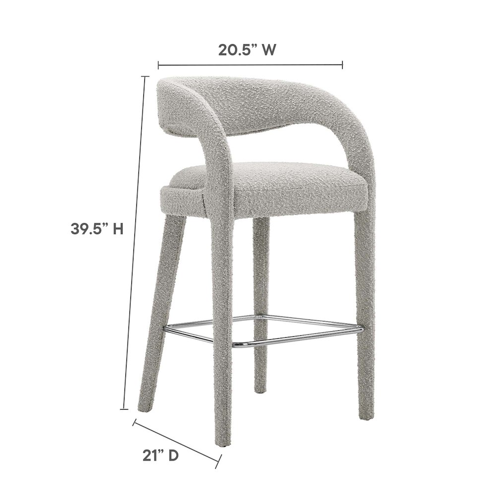 Pinnacle Boucle Upholstered Bar Stool Set of 2. Picture 3