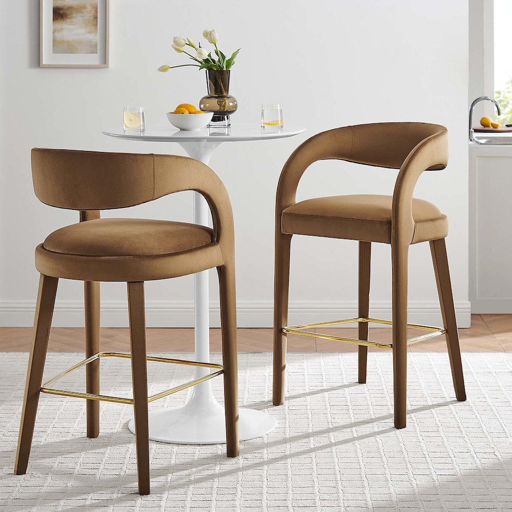 Pinnacle Performance Velvet Bar Stool Set of 2. Picture 9