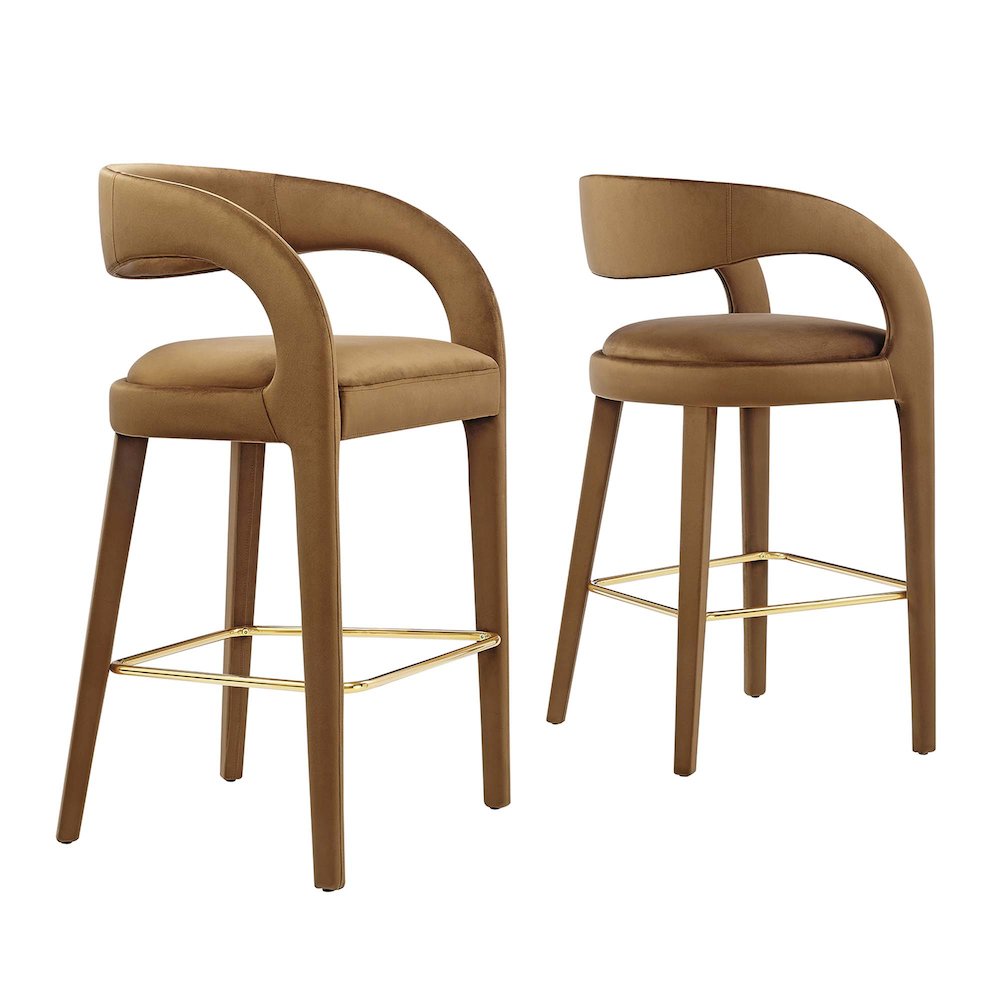 Pinnacle Performance Velvet Bar Stool Set of 2. Picture 1
