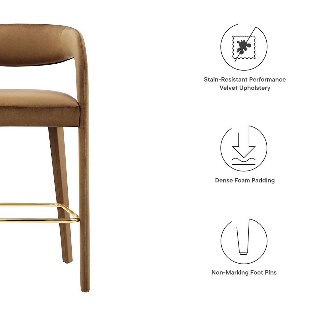 Pinnacle Performance Velvet Bar Stool Set of 2. Picture 2