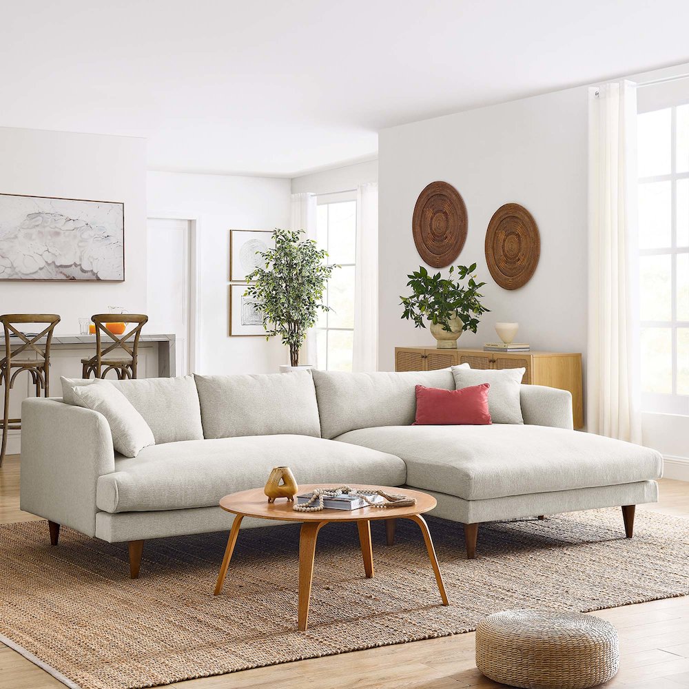Zoya Right-Facing Down Filled Overstuffed Sectional Sofa. Picture 5