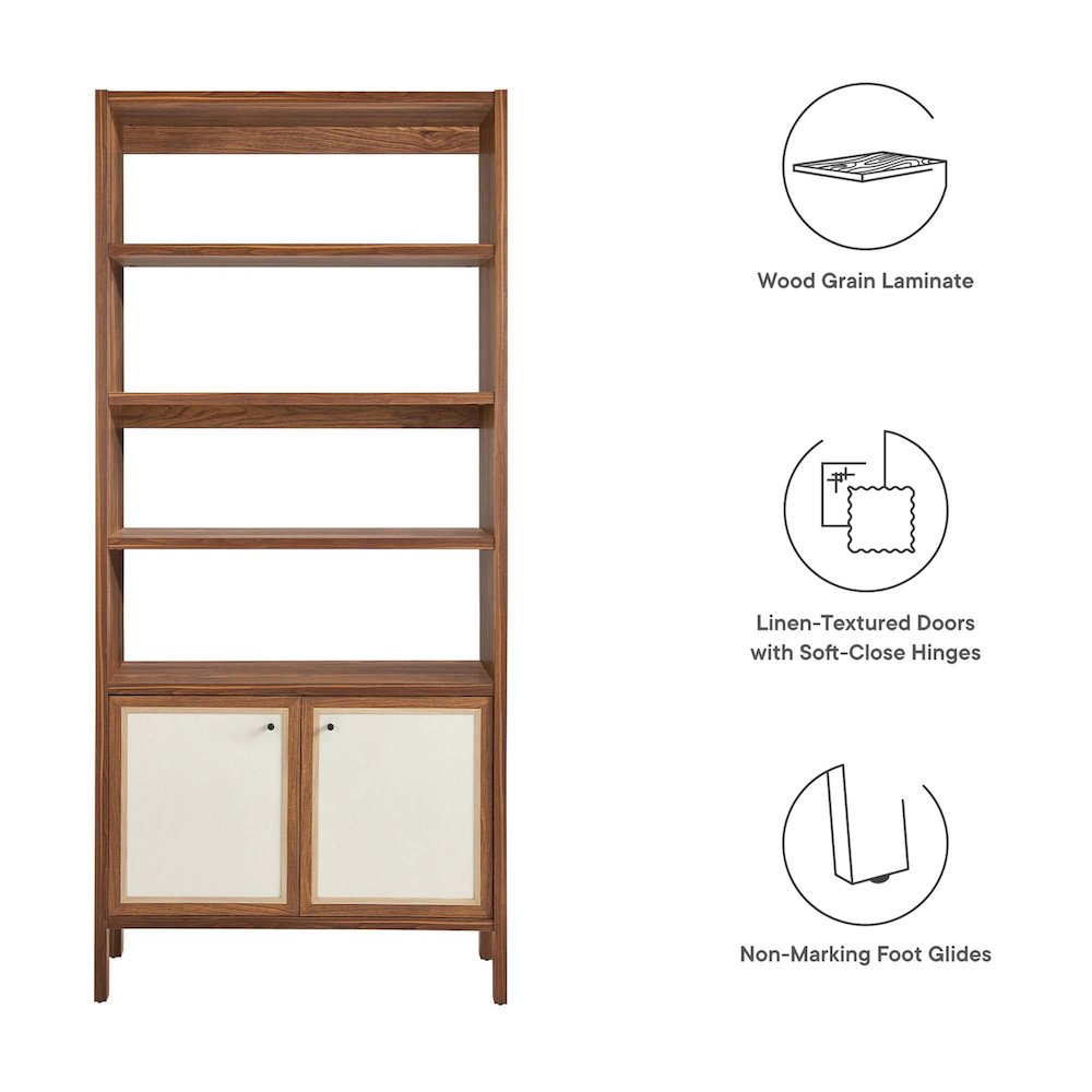 Capri 4-Shelf Wood Grain Bookcase. Picture 2