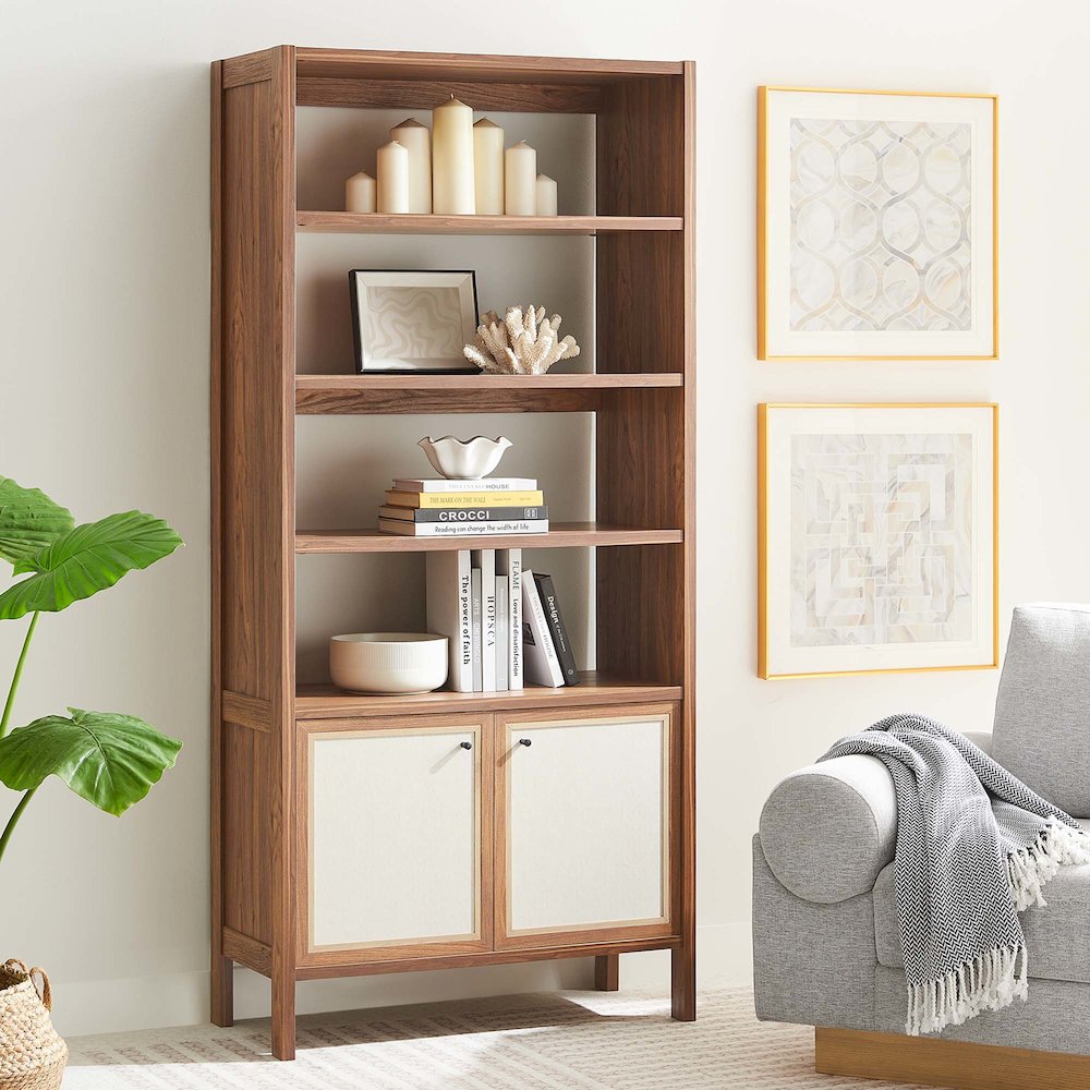 Capri 4-Shelf Wood Grain Bookcase. Picture 7
