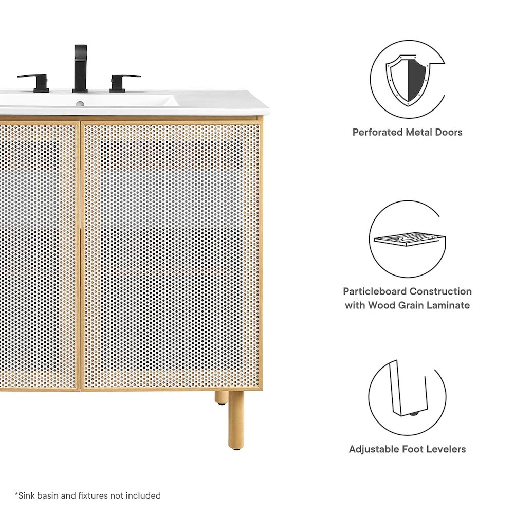 Calla 36" Perforated Metal Bathroom Vanity Cabinet (Sink Basin Not Included). Picture 3