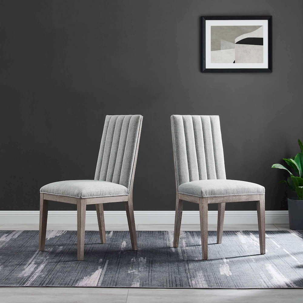 Maisonette French Vintage Tufted Fabric Dining Side Chairs Set of 2. Picture 7