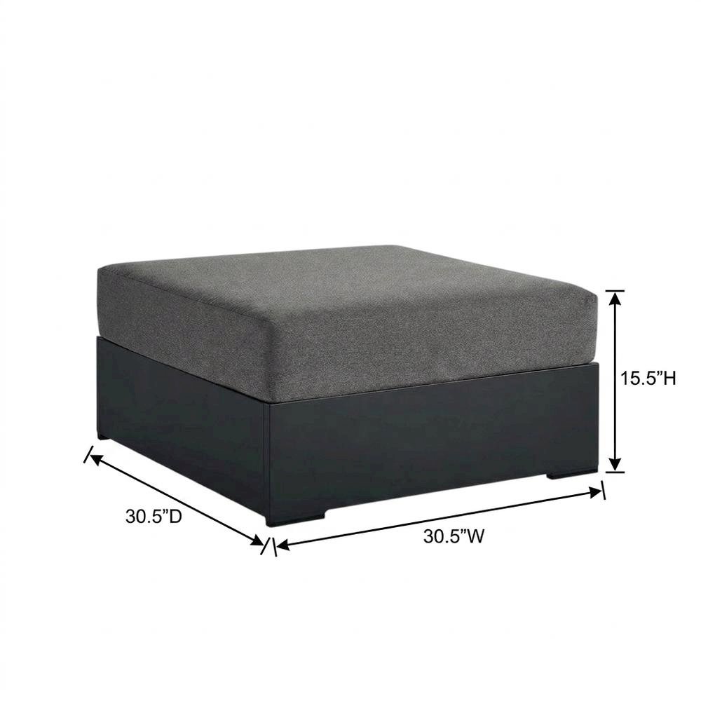 Powder-Coated Aluminum Patio Ottoman, Outdoor Foot Rest, Gray Charcoal. Picture 5