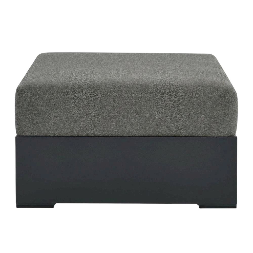 Powder-Coated Aluminum Patio Ottoman, Outdoor Foot Rest, Gray Charcoal. Picture 1