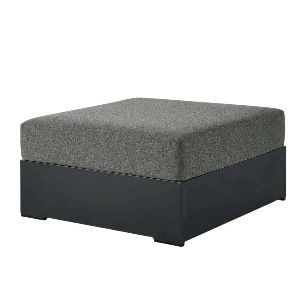 Powder-Coated Aluminum Patio Ottoman, Outdoor Foot Rest, Gray Charcoal. Picture 4