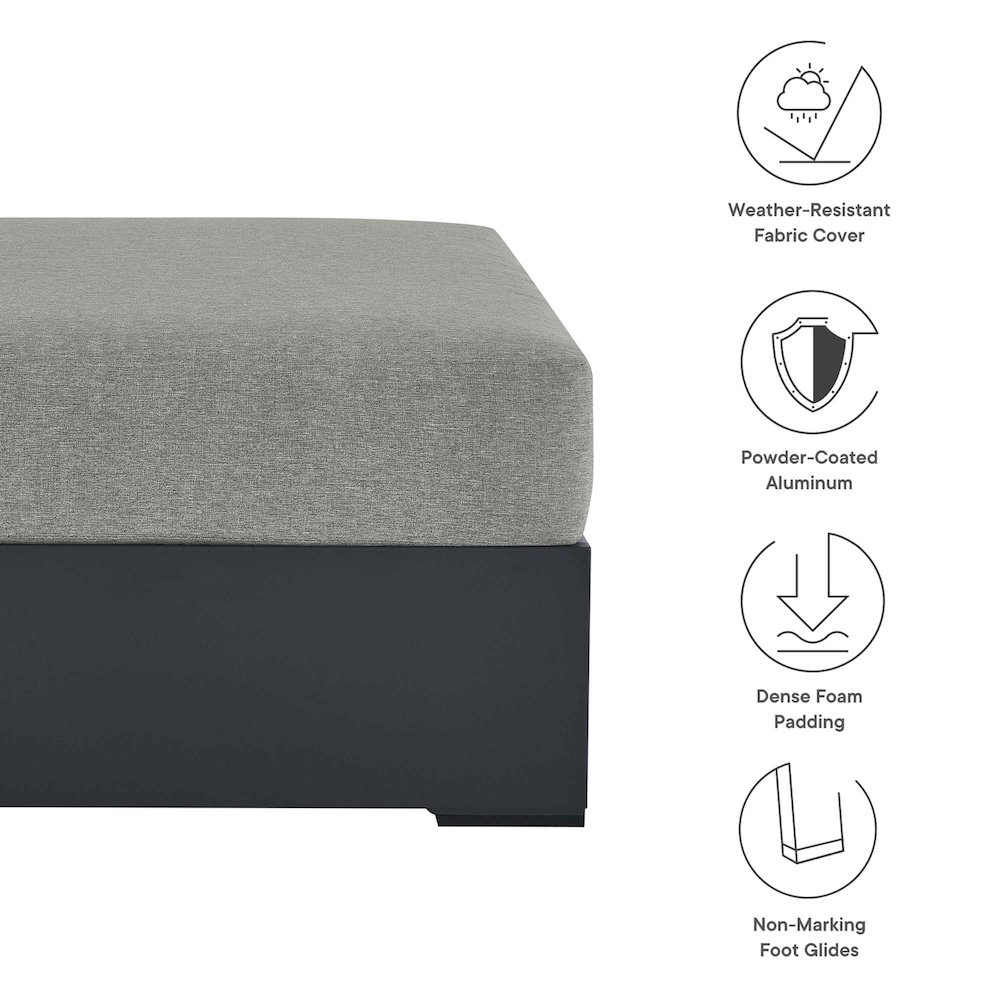 Tahoe Outdoor Patio Powder-Coated Aluminum Ottoman. Picture 2