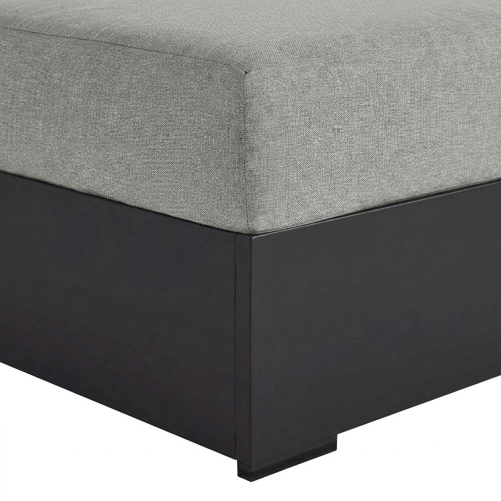 Powder-Coated Aluminum Patio Ottoman, Outdoor Foot Rest, Gray Gray. Picture 7
