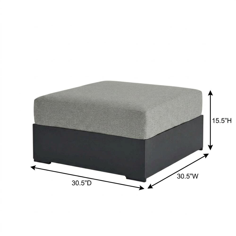 Powder-Coated Aluminum Patio Ottoman, Outdoor Foot Rest, Gray Gray. Picture 5