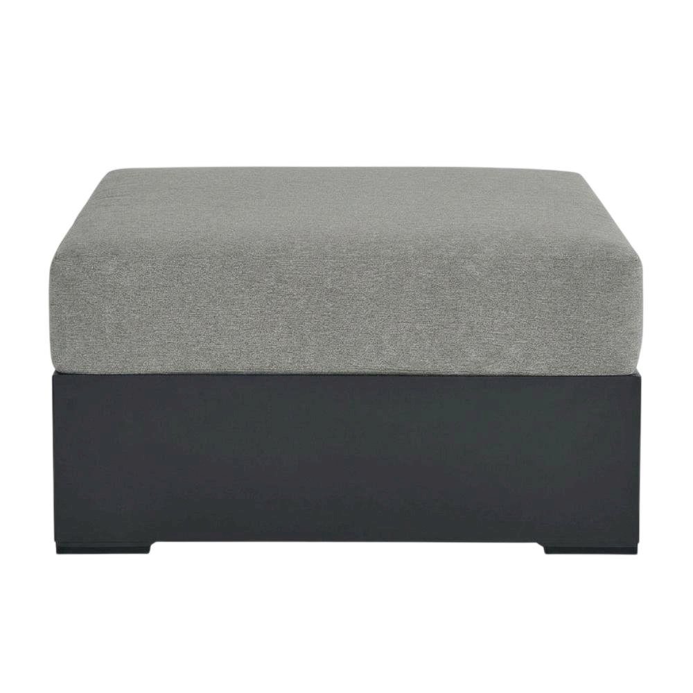 Powder-Coated Aluminum Patio Ottoman, Outdoor Foot Rest, Gray Gray. Picture 1