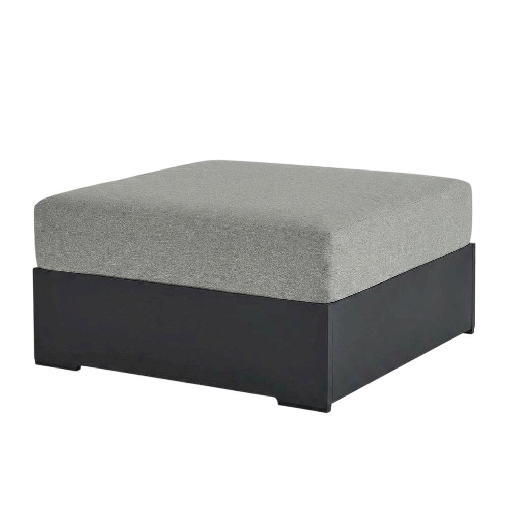 Powder-Coated Aluminum Patio Ottoman, Outdoor Foot Rest, Gray Gray. Picture 4