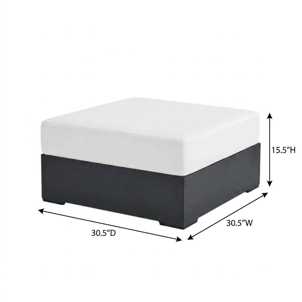 Powder-Coated Aluminum Patio Ottoman, Outdoor Foot Rest, Gray White. Picture 5