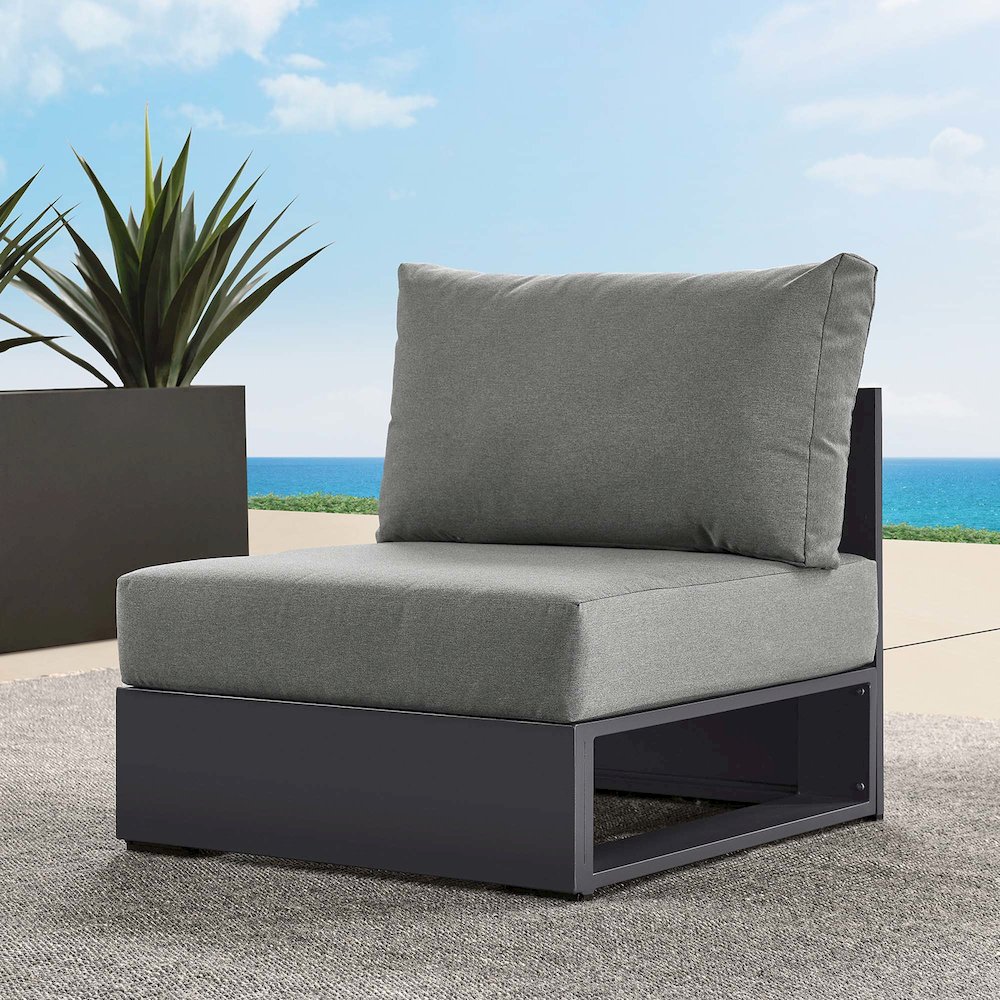 Tahoe Outdoor Patio Powder-Coated Aluminum Modular Armless Chair. Picture 8