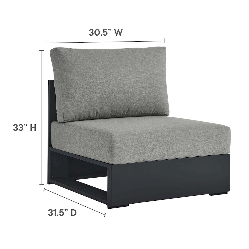 Tahoe Outdoor Patio Powder-Coated Aluminum Modular Armless Chair. Picture 3