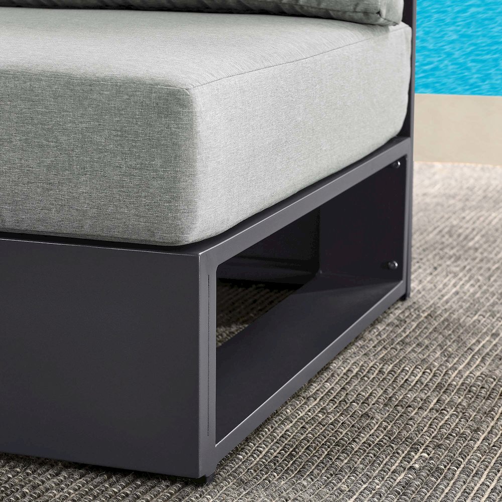 Tahoe Outdoor Patio Powder-Coated Aluminum Modular Armless Chair. Picture 9