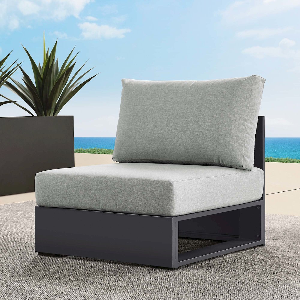 Tahoe Outdoor Patio Powder-Coated Aluminum Modular Armless Chair. Picture 8