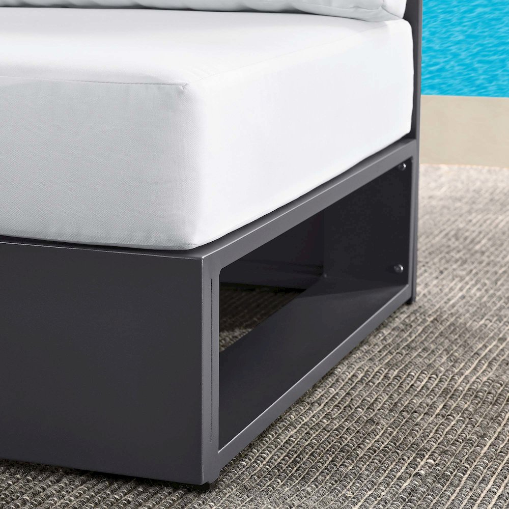 Tahoe Outdoor Patio Powder-Coated Aluminum Modular Armless Chair. Picture 9