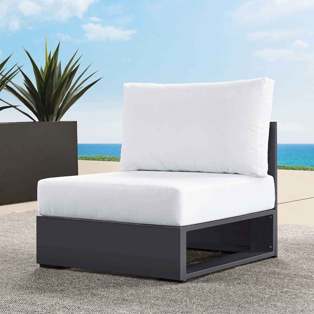 Tahoe Outdoor Patio Powder-Coated Aluminum Modular Armless Chair. Picture 8