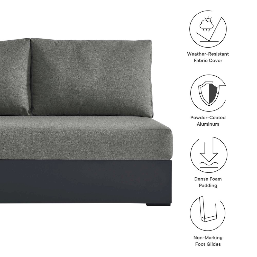 Tahoe Outdoor Patio Powder-Coated Aluminum Modular Left-Facing Loveseat. Picture 3