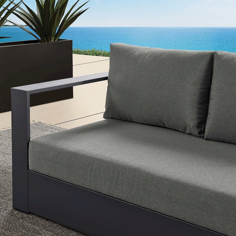 Tahoe Outdoor Patio Powder-Coated Aluminum Modular Left-Facing Loveseat. Picture 9