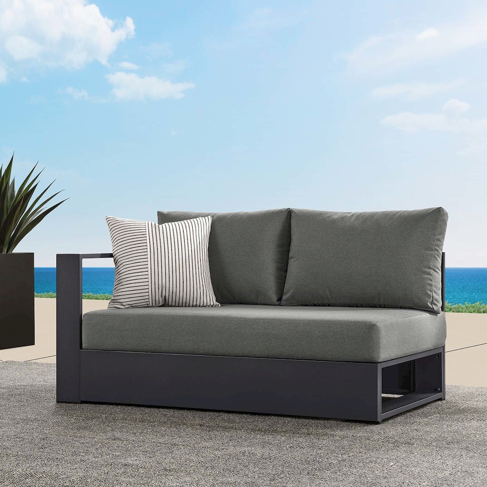 Tahoe Outdoor Patio Powder-Coated Aluminum Modular Left-Facing Loveseat. Picture 8