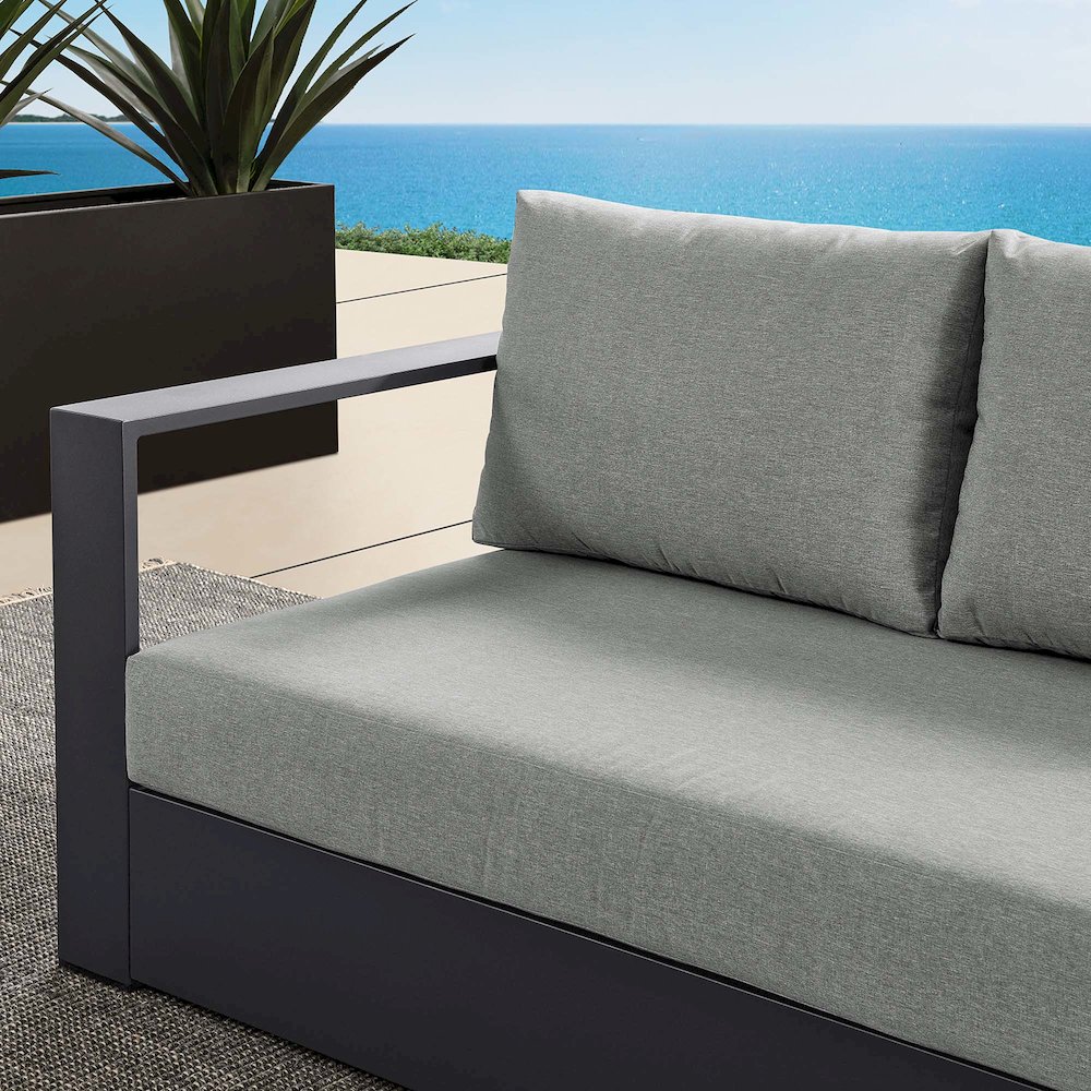 Tahoe Outdoor Patio Powder-Coated Aluminum Modular Left-Facing Loveseat. Picture 9