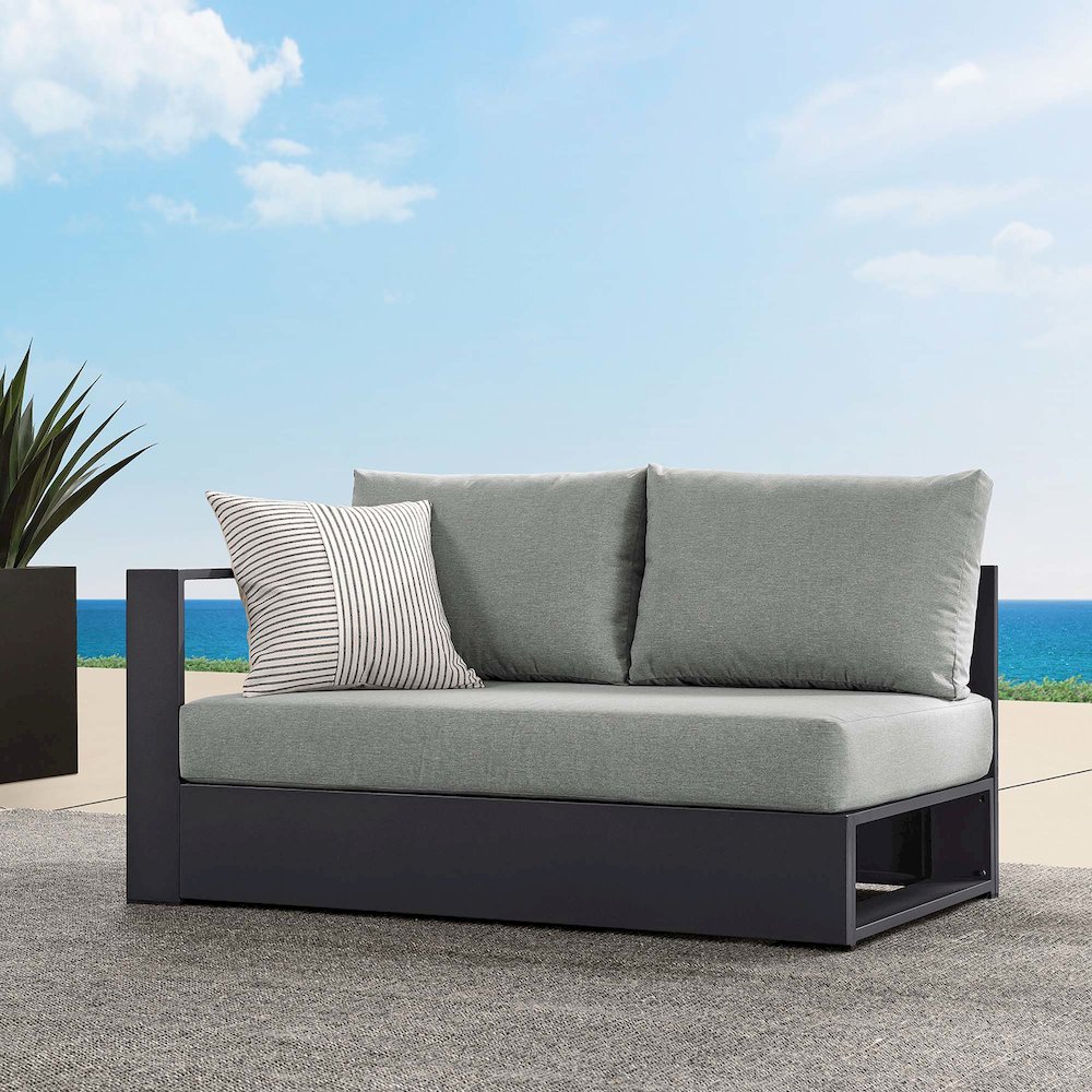 Tahoe Outdoor Patio Powder-Coated Aluminum Modular Left-Facing Loveseat. Picture 8