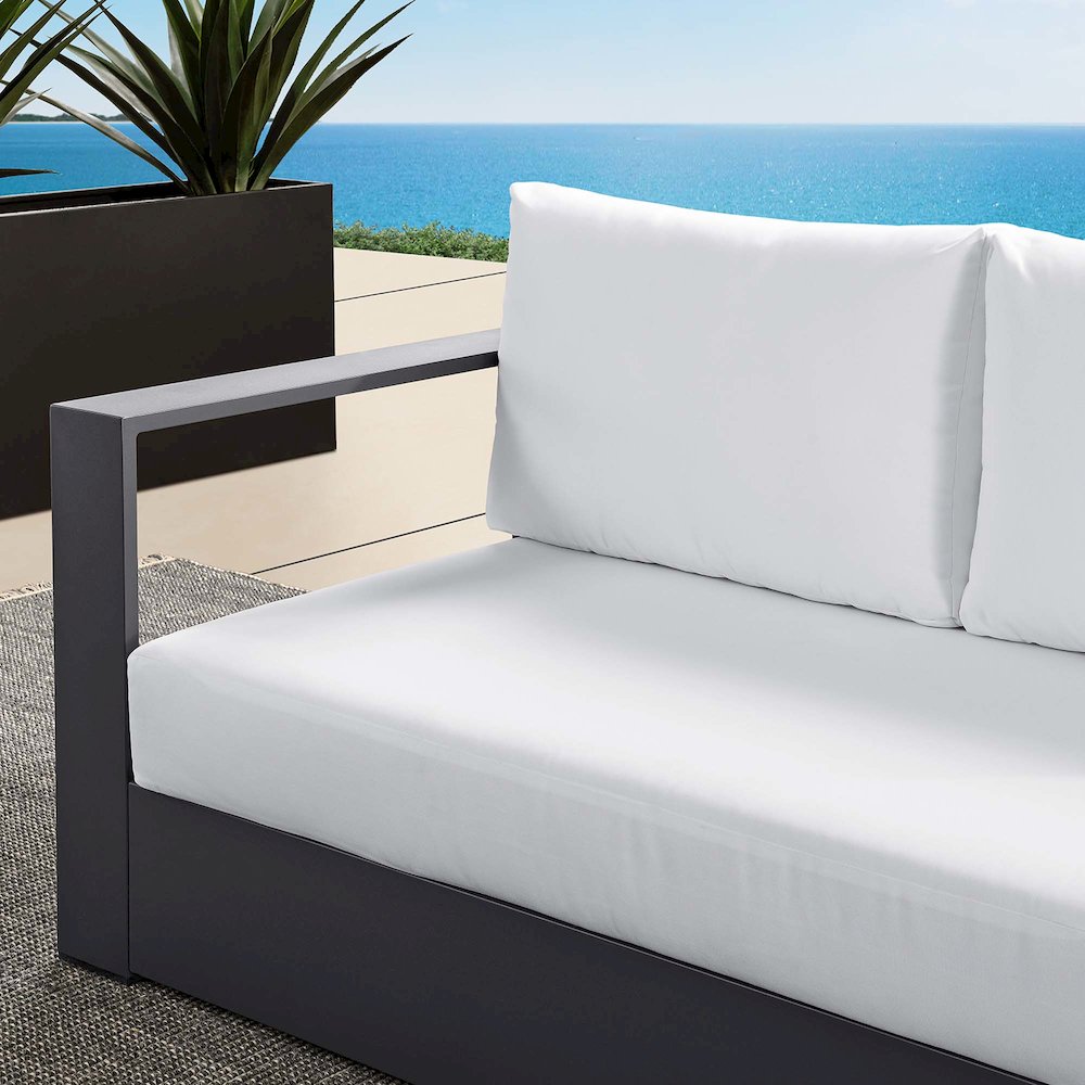 Tahoe Outdoor Patio Powder-Coated Aluminum Modular Left-Facing Loveseat. Picture 9