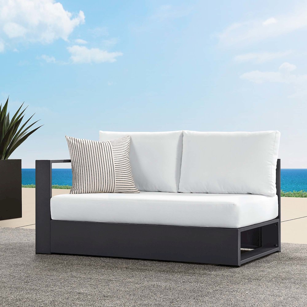 Tahoe Outdoor Patio Powder-Coated Aluminum Modular Left-Facing Loveseat. Picture 8