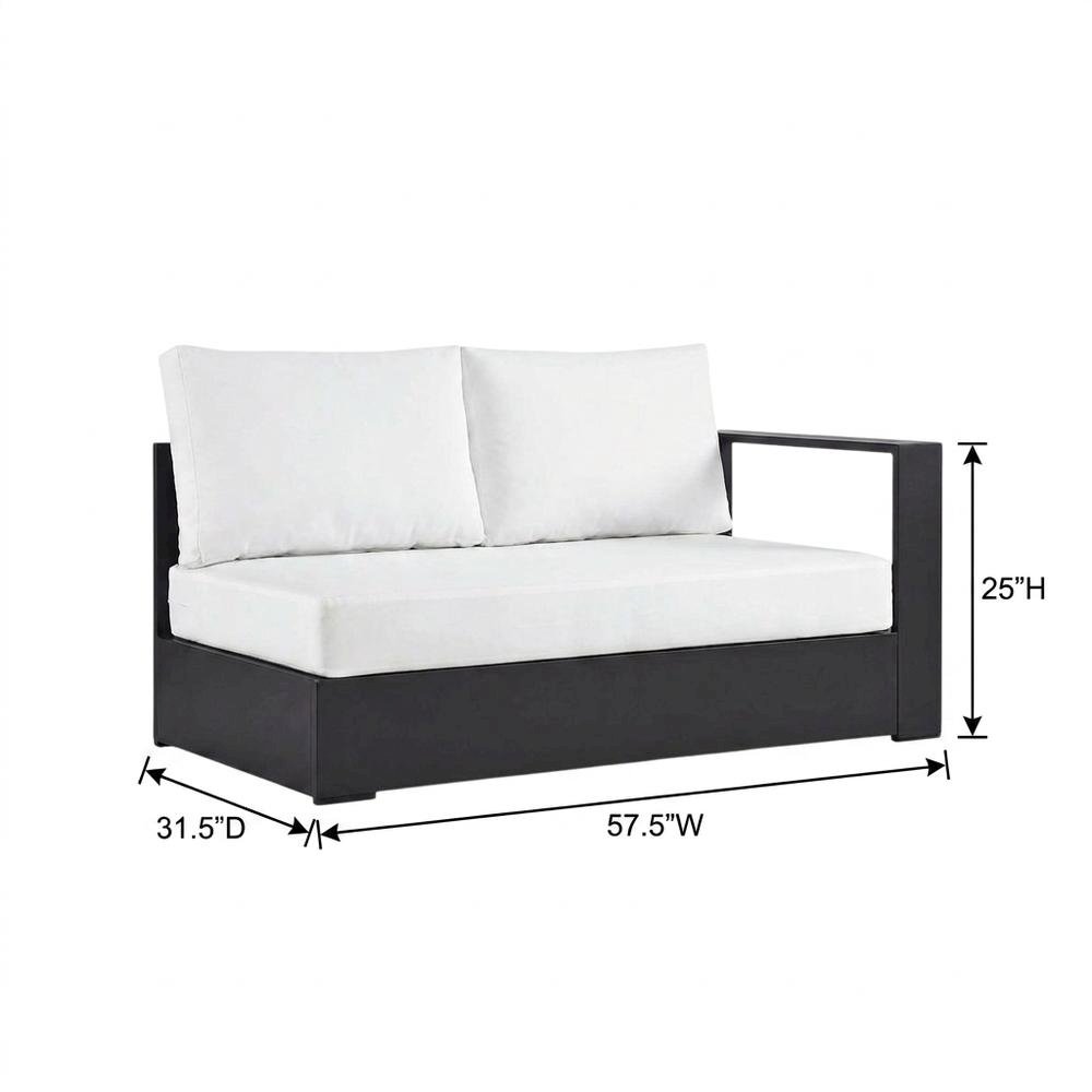 Powder-Coated Aluminum Modular Left-Facing Patio Loveseat Sectional, Gray White. Picture 5