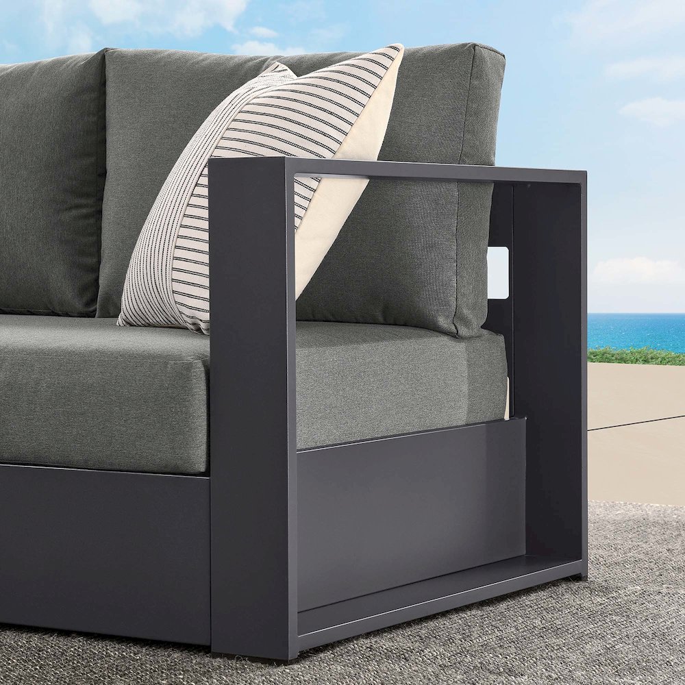Tahoe Outdoor Patio Powder-Coated Aluminum Modular Right-Facing Loveseat. Picture 9