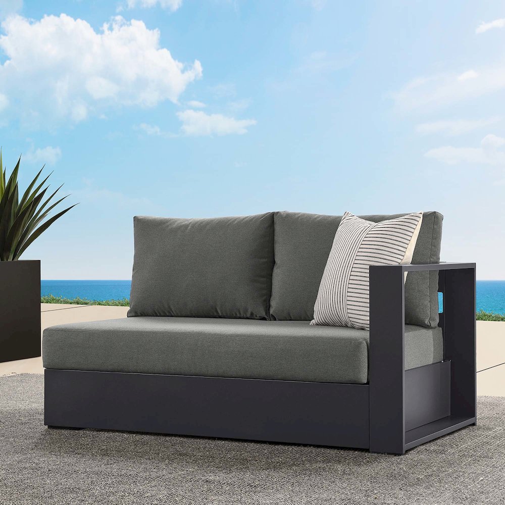 Tahoe Outdoor Patio Powder-Coated Aluminum Modular Right-Facing Loveseat. Picture 8