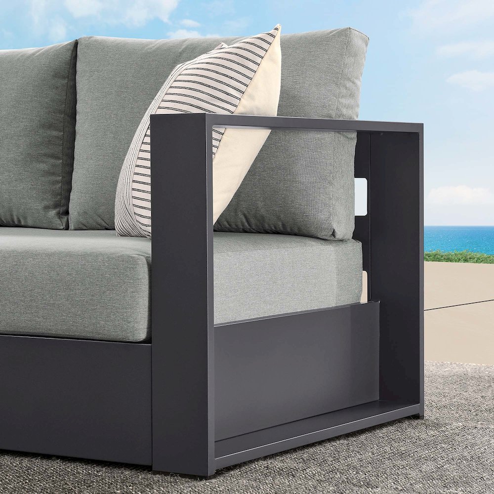 Tahoe Outdoor Patio Powder-Coated Aluminum Modular Right-Facing Loveseat. Picture 9