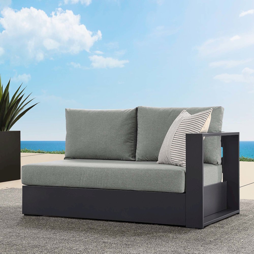 Tahoe Outdoor Patio Powder-Coated Aluminum Modular Right-Facing Loveseat. Picture 8
