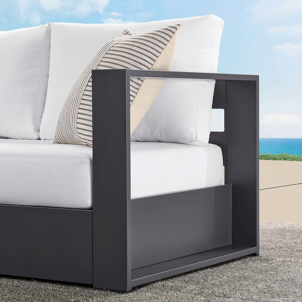 Tahoe Outdoor Patio Powder-Coated Aluminum Modular Right-Facing Loveseat. Picture 8