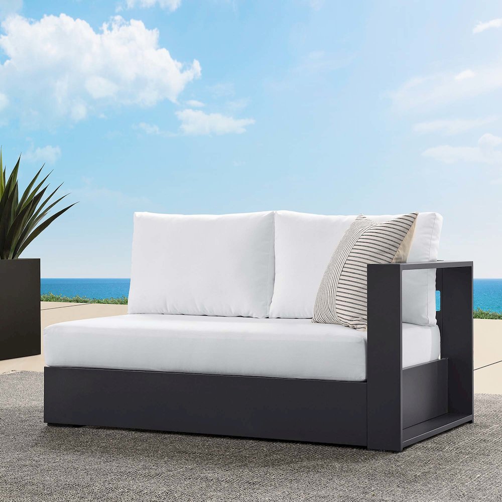 Tahoe Outdoor Patio Powder-Coated Aluminum Modular Right-Facing Loveseat. Picture 9